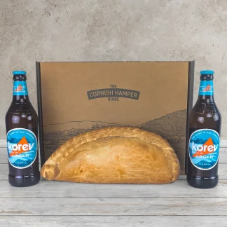 Giant pasty with 2 bottles of Korev