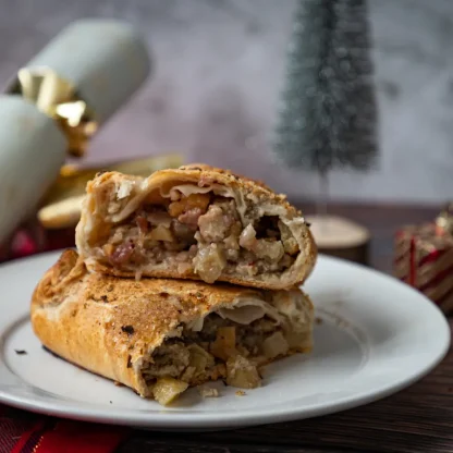 Christmas Pasty cut in half