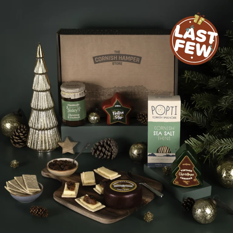 The Christmas Cheese Hamper filled with Mouse House cheeses in Christmas pudding, Festive Star and Christmas Tree shapes