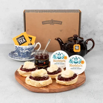 Gluten free cream teas served with a cup of Cornish tea