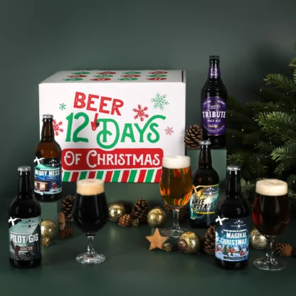 12 Beers of Christmas Advent Calendar featuring a selection of Cornish Beers such as Merry Mess, Wave Breaker and Tribute