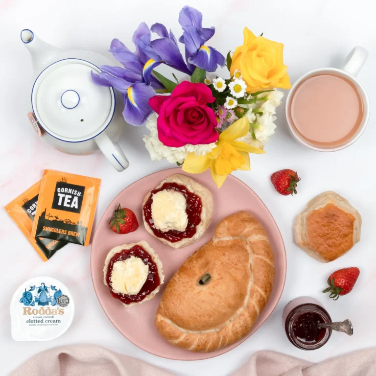 Mum's treat hamper, a Cornish Cream Tea Box with a hearty Cornish Pasty