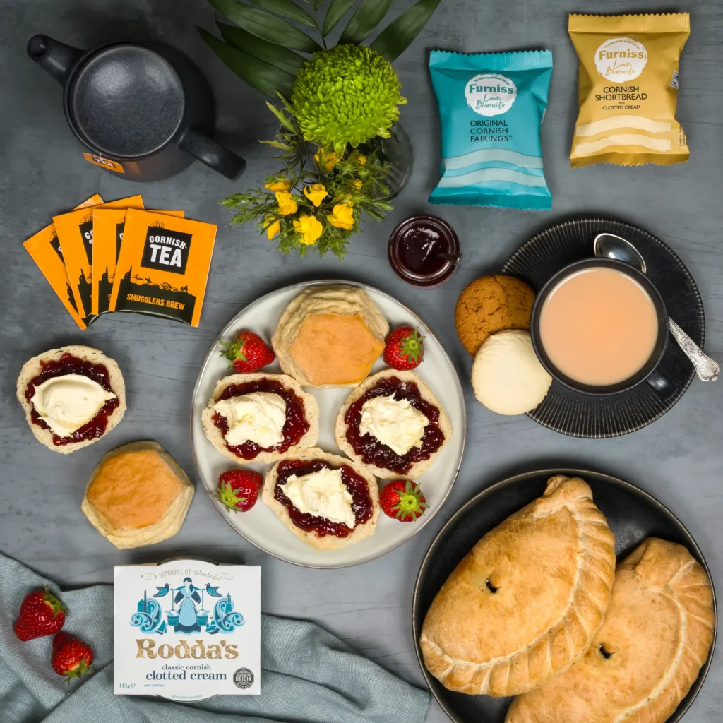 Dad's Pasty and Cream Tea Hamper, with 2 traditional steak pasties, scones, jam and clotted cream