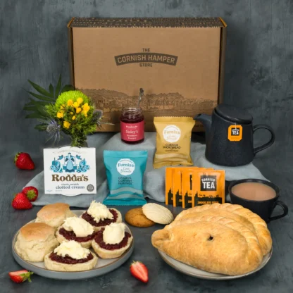 The Father's Day Pasty and Cream Tea Hamper, packed with Dad's favourite Cornish pasties and sweet treats