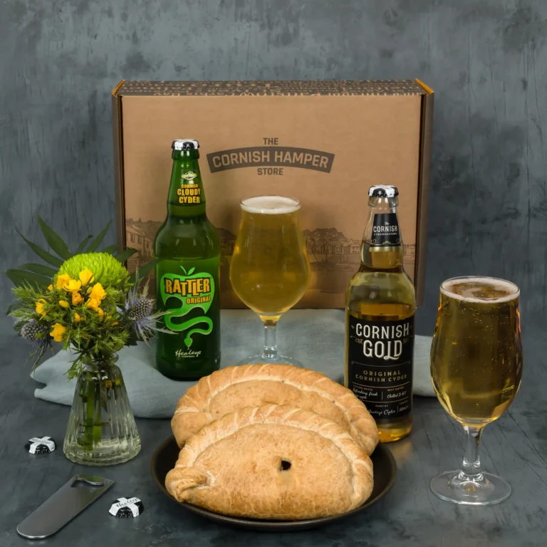 The Dad Pasty & Cider Hamper, high quality pasties with Cornish Rattler and Healey's Cornish Gold Cider