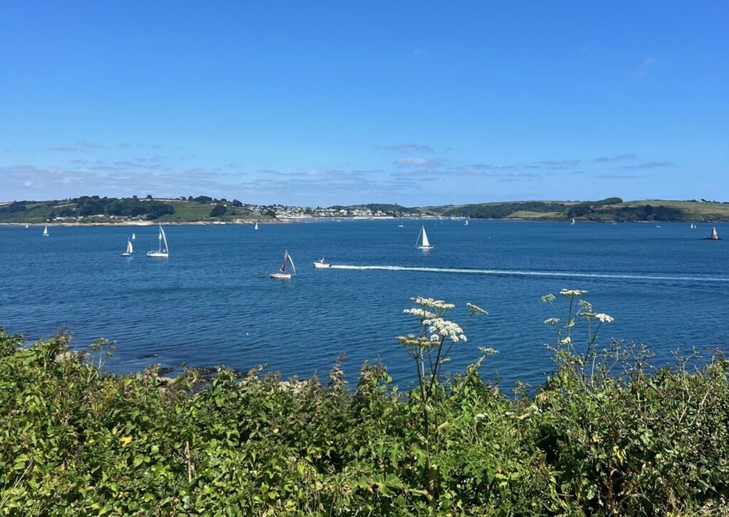 A view of the sea at Falmouth Point in Cornwall this Easter