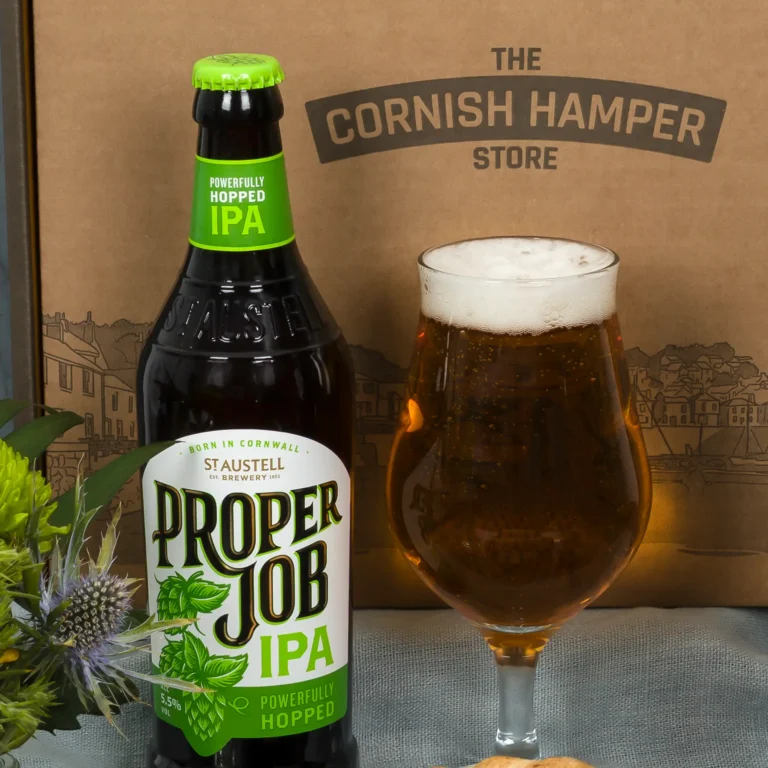 St Austell Brewery Proper Job IPA showcased in the Birthday Beer & Pasty Hamper