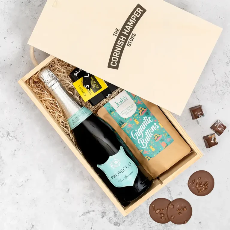 The Employee Appreciation Hamper, promoting staff wellbeing with crisp prosecco and artisan chocolates in a sliding gift box