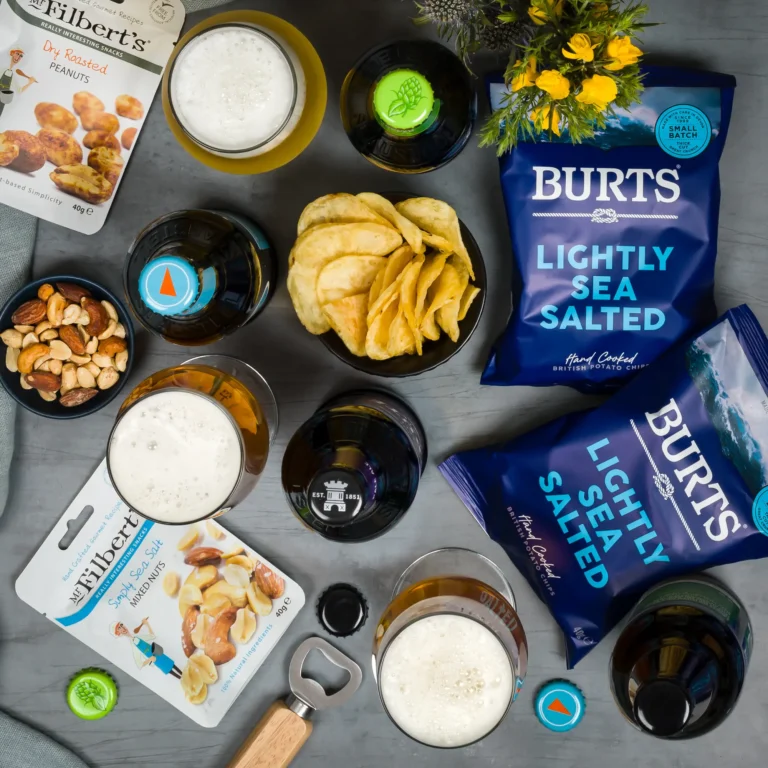 Birthday beer hamper for him with pub snacks