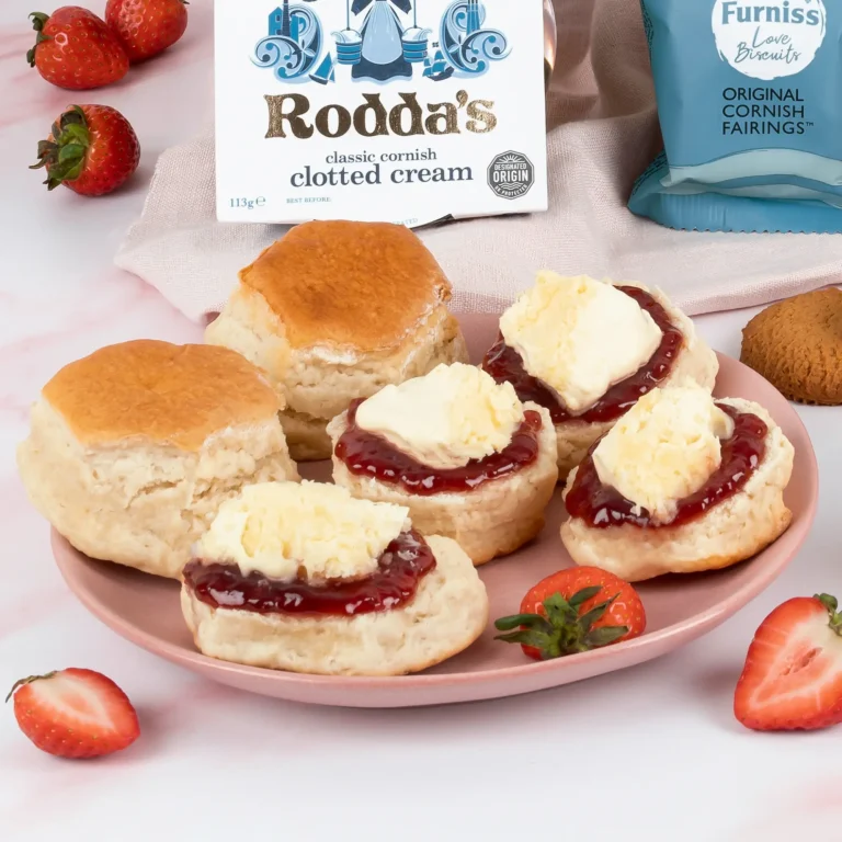 Close up of the cream teas included in the Birthday Fudge Hamper
